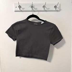 Ribbed Dark Gray Crop Top